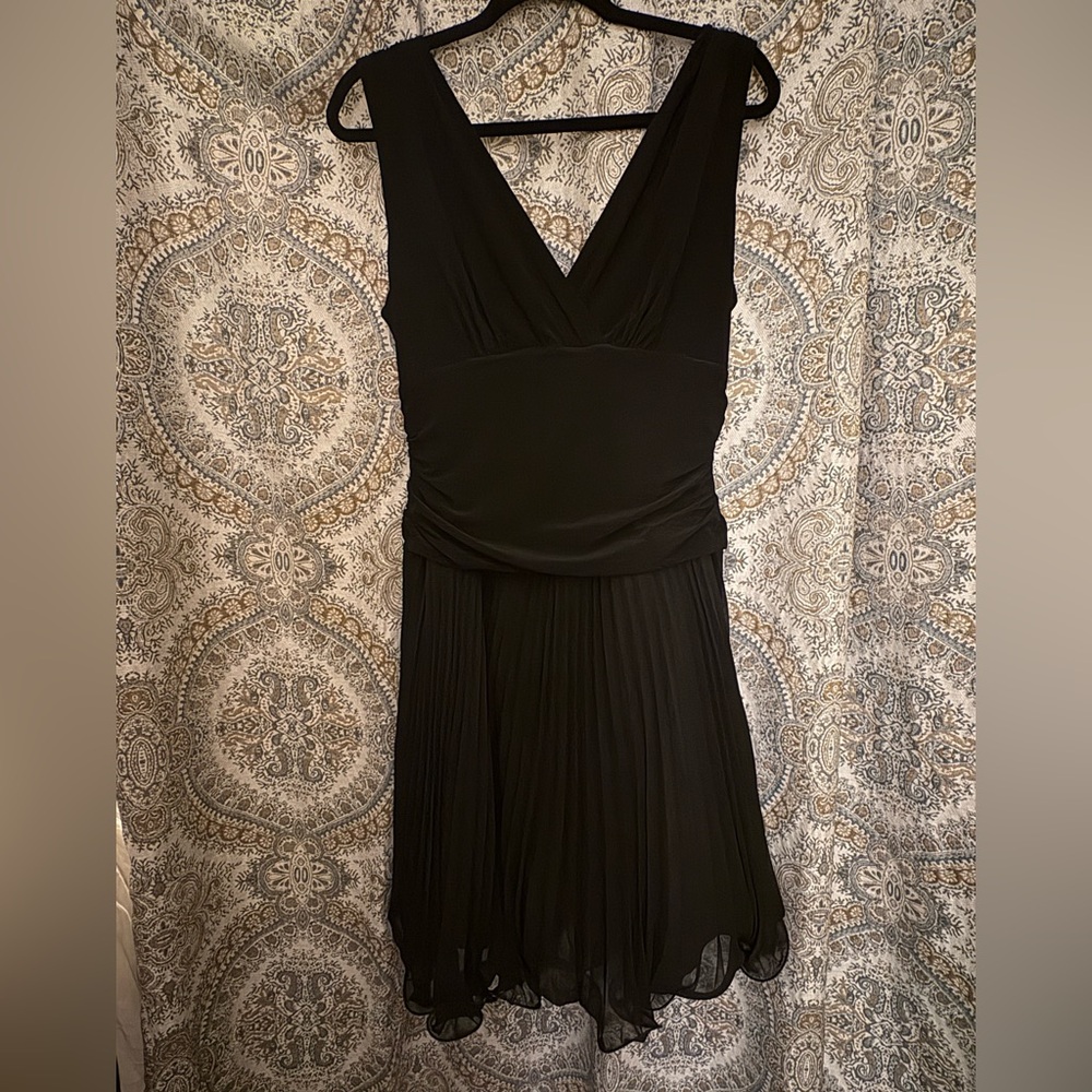 S.L. Fashions Black Pleated Mini Dress